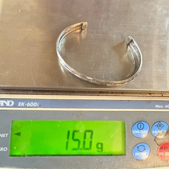 VTG Sterling Silver 925 Rope Textured Open Cuff Bangle Bracelet Size 7.5" Fit - Picture 9 of 10